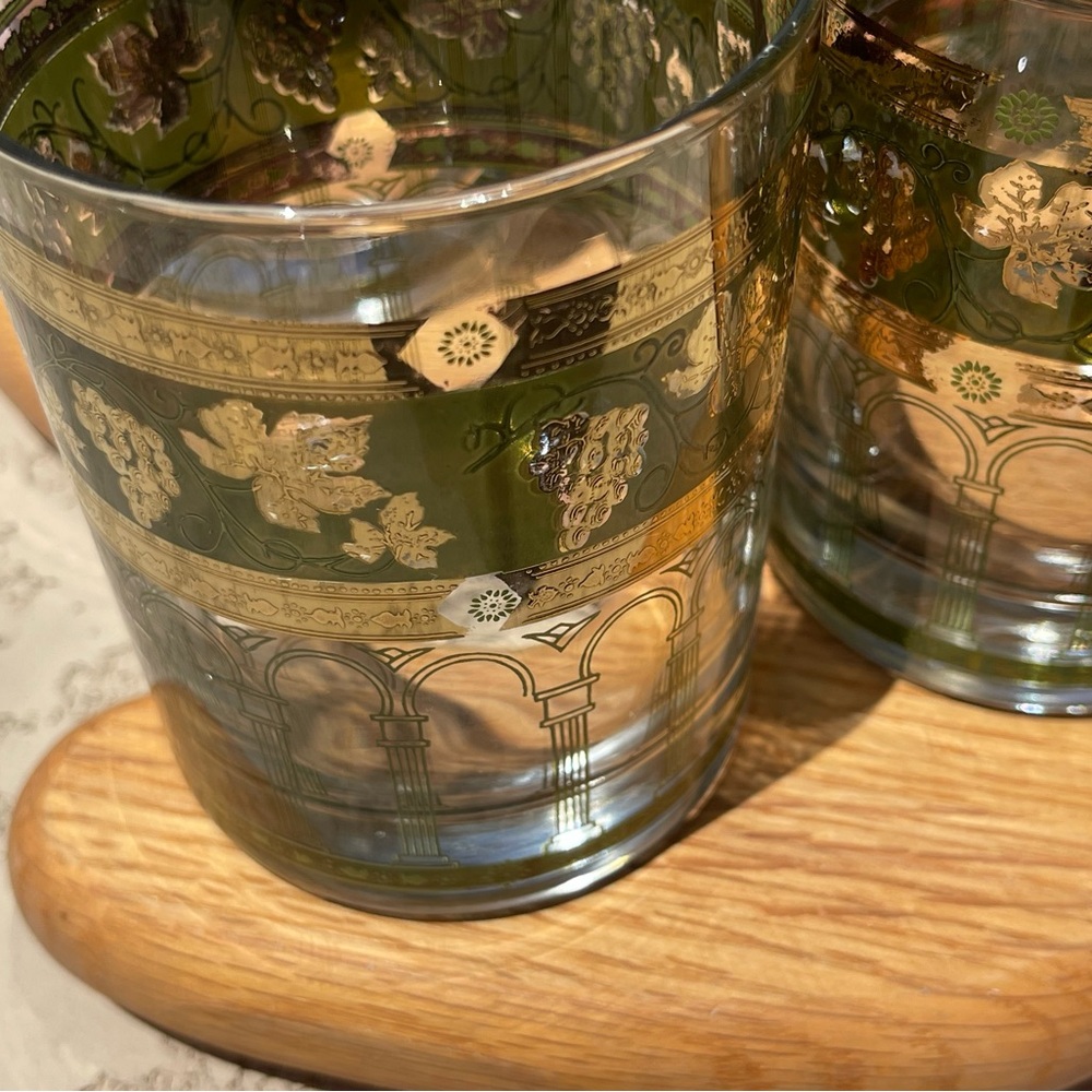 Mid Century Cera Golden Grapes Rocks Glasses Set, (c.1970s) (6) Barware - Picture 4 of 8
